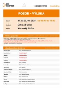 Kvůli kácení stromů je silnice z Černovíru do Ústí nad Orlicí uzavřena a od pondělí počítejte s výlukou na trati