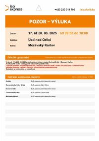 Kvůli kácení stromů je silnice z Černovíru do Ústí nad Orlicí uzavřena a od pondělí počítejte s výlukou na trati