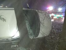 Auto se u Dolní Čermné převrátilo na bok a opřelo o strom