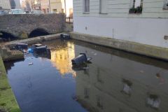 Popelnice naházené do strouhy na Wernerově nábřeží uklidili hasiči