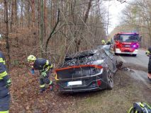 Elektromobil mezi Pardubicemi a Černou za Bory narazil do stromu
