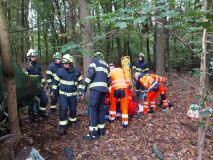 Obrazem včerejší nehoda na Hradubické: Muže museli ze zcela zdemolované kabiny vystříhat hasiči, při vyprošťování vozidla káceli stromy