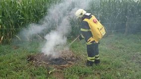 Lidé pálili suché zbytky u pole a způsobili požár, jinde hasiči krotili požár v lese, jenž zřejmě vznítil nedopalek