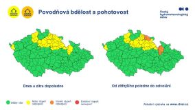 Meteorologové vydali výstrahu před povodňovými jevy, týká se i Pardubického kraje