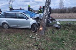 Auto vylétlo u Vysokého Mýta ze silnice, zastavil ho strom. Jedna osoba utrpěla zranění