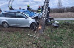 Auto vylétlo u Vysokého Mýta ze silnice, zastavil ho strom. Jedna osoba utrpěla zranění