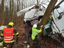 Tragický náraz: Spolujezdec vylétl z lůžka v kabině hlavou proti stromu