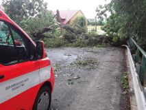 OBRAZEM: Na cyklistu v noci spadl u Labe strom. Hasiči odstraňovali následky silné bouřky na Pardubicku