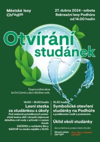 Přijďte otevřít studánku na Podhůře a poděkovat vodě. Na děti čeká lesní stezka za studánkou s úkoly