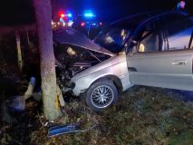 Vrtulník zasahoval u Líšnice. Auto zde čelně narazilo do stromu
