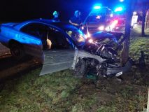 Vrtulník zasahoval u Líšnice. Auto zde čelně narazilo do stromu
