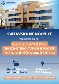 Pouze jeden den můžete zhlédnout nové prostory oddělení ARO a intenzivní péče v nemocnici Svitavy