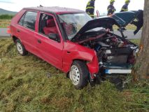 Po nárazu vozu do stromu u Jablonného na Orlicí se tři cestující zranili, u Jevíčka, jeden