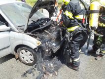 Auto přestalo jet, tak řidič zastavil a z vozu vystoupil, sotva tak učinil, z auta vyšlehly plameny