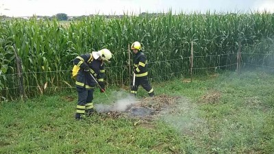 Lidé pálili suché zbytky u pole a způsobili požár, jinde hasiči krotili požár v lese, jenž zřejmě vznítil nedopalek