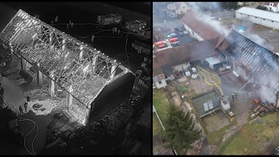 Foto: Při pož&aacute;ru are&aacute;lu v Dolni Rovni utrpěla jedna osoba zraněn&iacute; a &scaron;koda se vy&scaron;plhala do  2,5 milionu korun