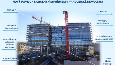 Jak pokračuje stavba centrálního příjmu v Pardubické nemocnici