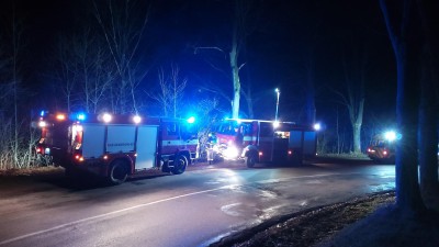 Obrazem: Vůz i s řidičem skončil mezi stromy, vyprostit je museli hasiči