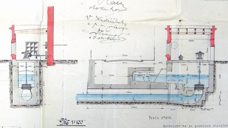 Plány původního turbínového domku před Automatickými mlýny