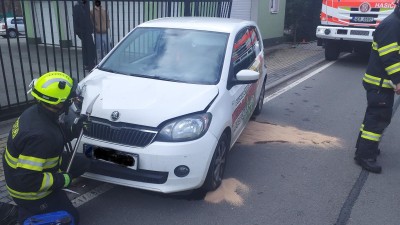 Auto vjelo v Dolní Černé ze silnice až na chodník a porazilo plot u domu