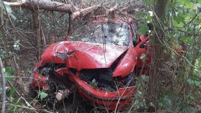 Mladá žena nezvládla jízdu po silnici, skončila v džungli a poranila se