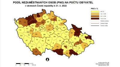 Nejnižší nezaměstnanost v zemi zůstává v Pardubickém kraji. Podívejte se na mapu