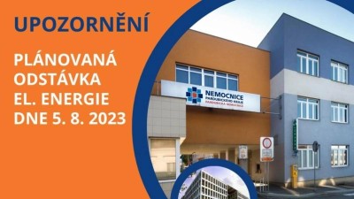 Nezapomeňte, tuto sobotu kvůli výpadku elektrické energie bude omezen provoz Pardubické nemocnice