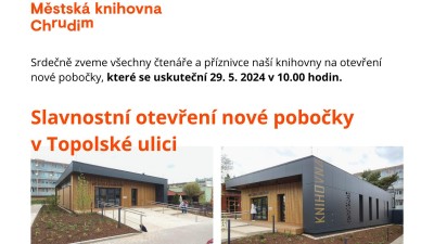 V Chrudimi se zítra otevře nová pobočka veřejné knihovny