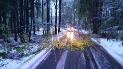 Hasiči varují: Sníh ohýbá větve stromů, některé vozovky mohou být neprůjezdné