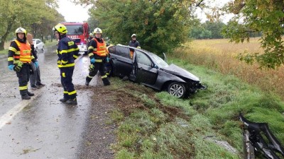 Osobní auto najelo přímo do stromu. Zranili se dva lidé