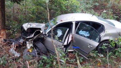 Osobní autu narazilo u Skutče do stromu, jedena osoba utrpěla zranění