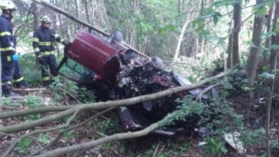 Auto skončilo v Damníkově v lesním porostu a na střeše, došlo přitom ke zranění jedné osoby